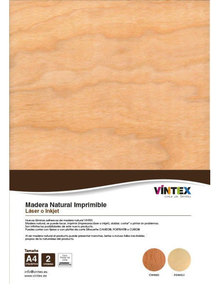 Madera Imprimible adhesiva A4