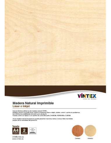 Madera Imprimible adhesiva A4