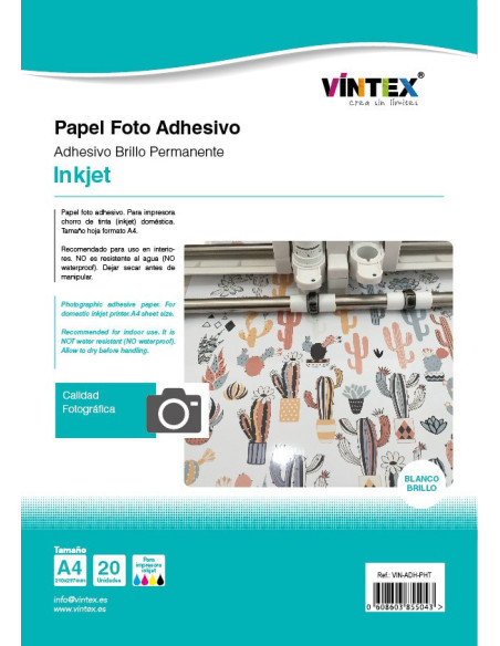 Papel Adhesivo Blanco Brillo Inkjet