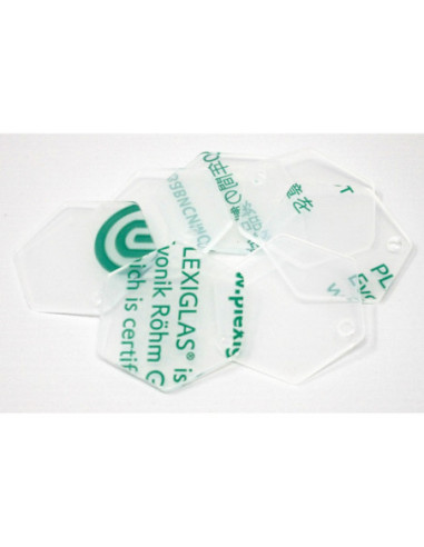 Pack 8 piezas metacrilato transparente forma hexagonal
