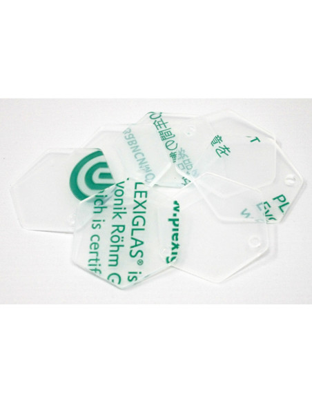 Pack 8 piezas metacrilato transparente forma hexagonal