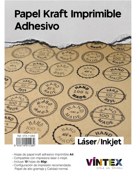 Papel Kraft Imprimible Adhesivo Vintex